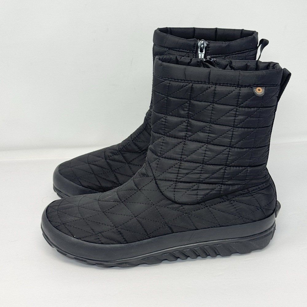 Bogs Snowday II Mid Waterproof Boot Women 10 US Black Quilted Work Outdoors - Picture 4 of 9